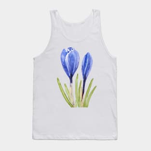 blue crocus buds watercolor painting Tank Top